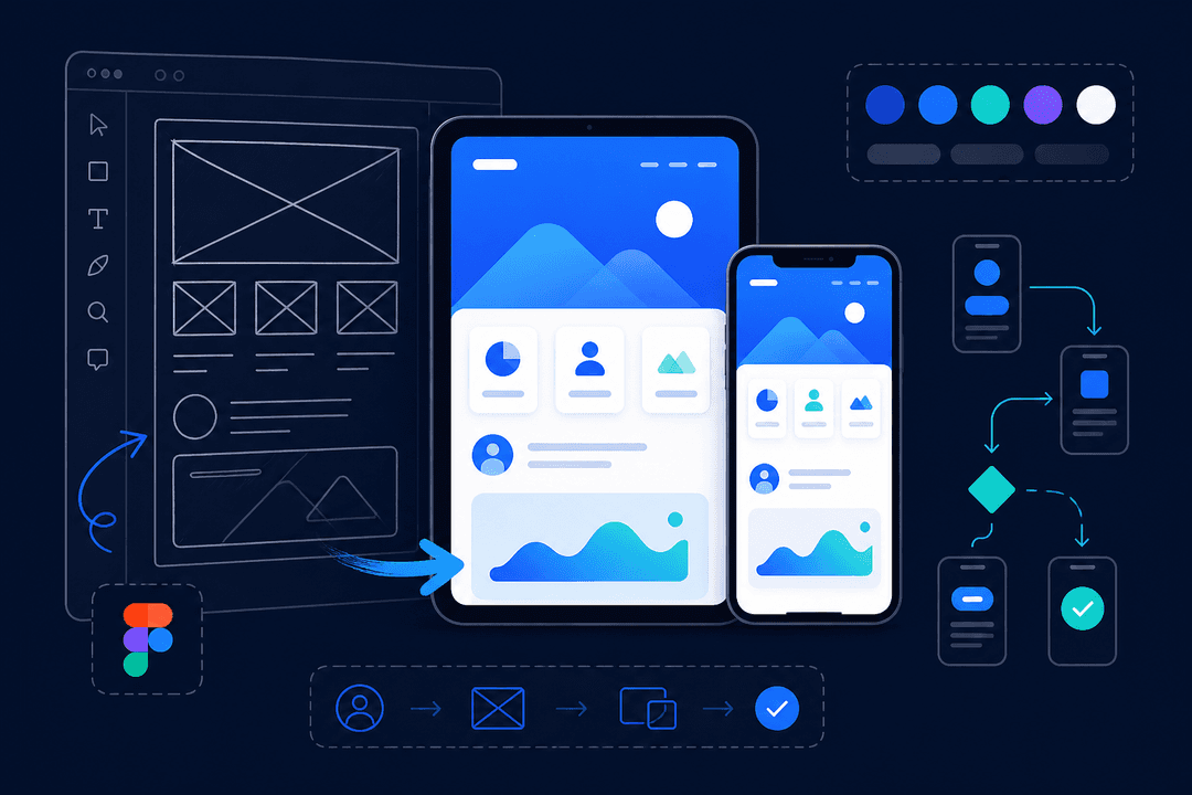 Илустрација за UI/UX дизајн — од wireframe до завршен интерфејс
