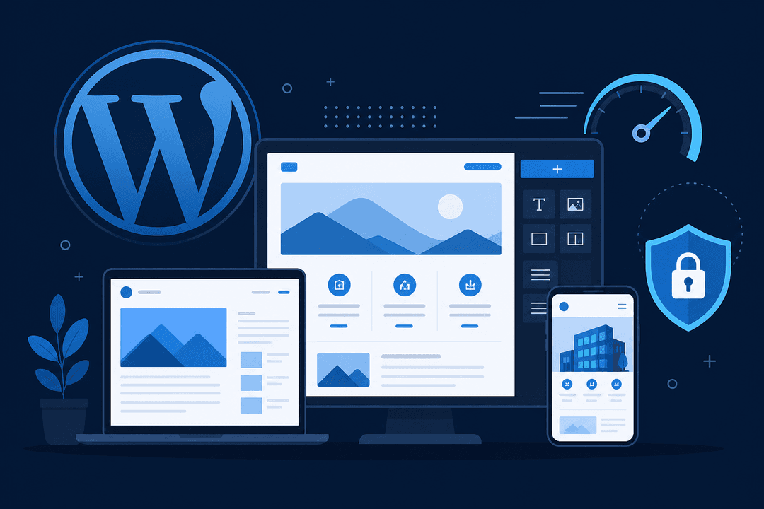 Илустрација за WordPress — содржина, брзина и безбедност